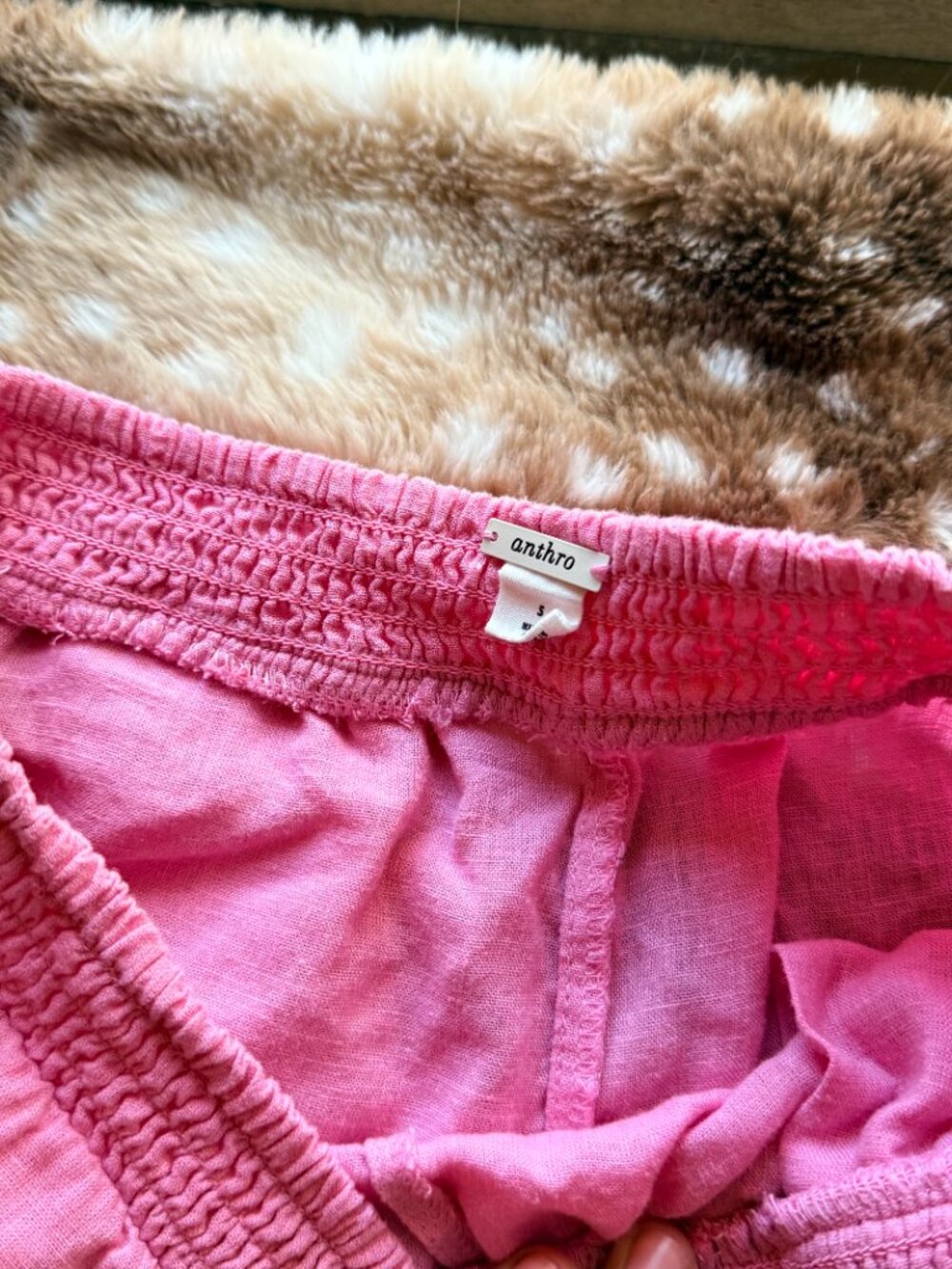 S Anthropologie Hot Pink Linen Wide Leg Beach Pants Elastic Waist - Picture 5 of 7